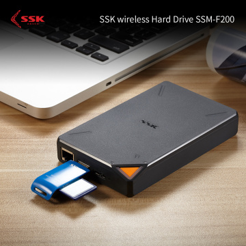 SSK Personal Wireless External Hard Drive Hard Hisk Smart Hard Drive 1TB 2TB Cloud Storage 2.4GHz WiFi Remote Access HDD Case