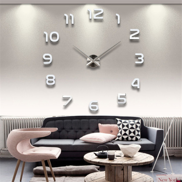 Large Home Wall Clock 3D DIY Clock Acrylic Mirror Stickers Home Decoration Living Room Quartz Needle Self Adhesive Hanging Watch