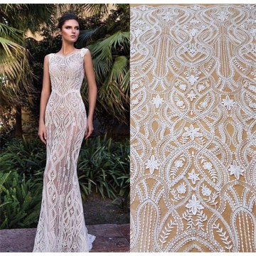 French Lace Fabric Mesh Sequins Slim Wedding Dress Embroidered Fabric Fabric DIY Accessories RS932