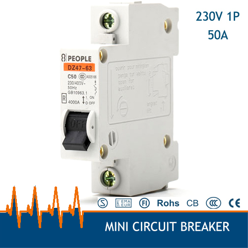 1P 220v-400V 50A dz47-63 Household miniature Circuit Breaker Free Shipping for Standard:IEC61009 GB6829