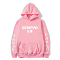 New Winter Anime Senpai Design Print Fleece Men's Hoodies Sweatshirts Men Women Streetwear Funny Black Hoody Man Winter Clothes