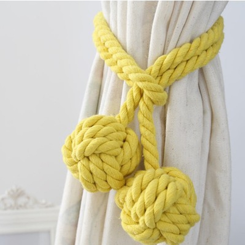 2pcs Handmade Cotton Hemp Knitted American Curtain Accessories Tied Rope Curtain Buckle Strap Room Curtains