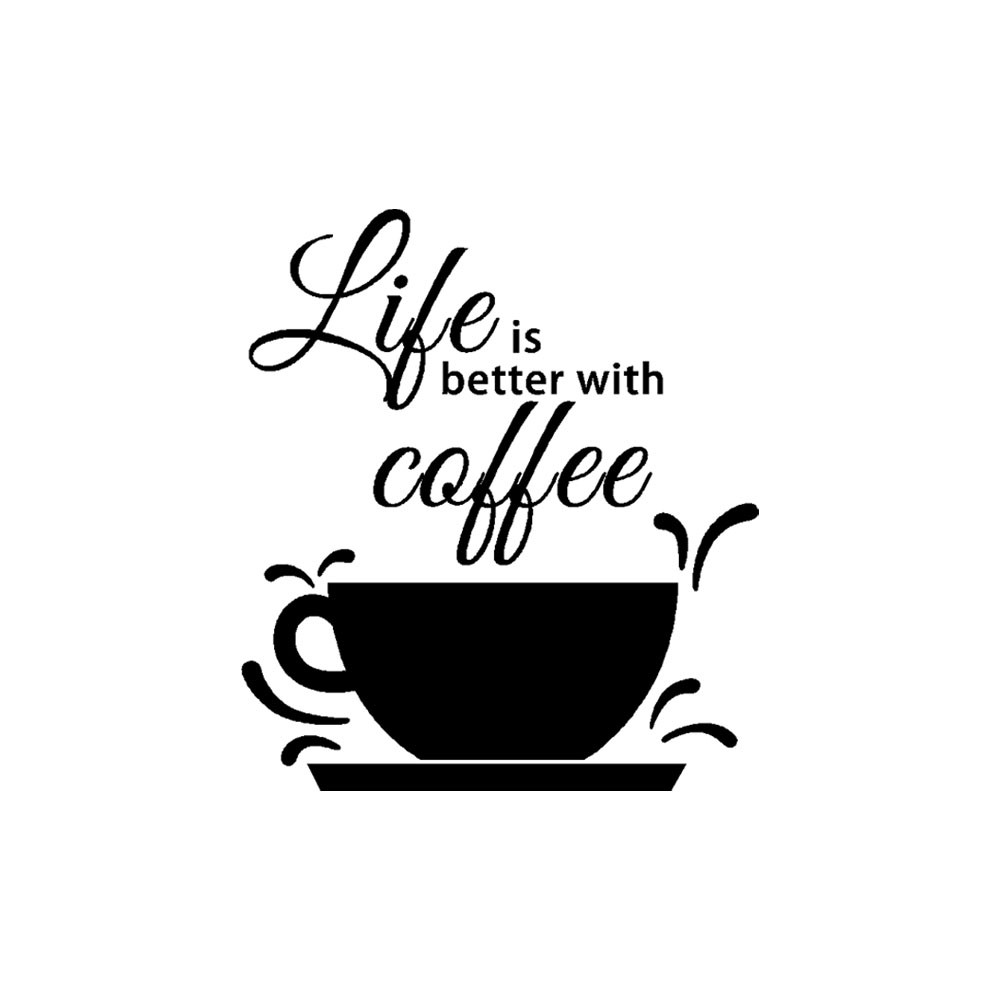 PVC Life Tastes Better With Coffee Wall Stickers Quotes A Cup Of Coffee Wall Decals Vinyl Adhesive Sticker For Library 18Oct