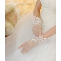 White or Black Bridal Gloves Lace Finger Short Cheap Wedding Gloves Accessories Wrist Length Wedding Finger Gloves