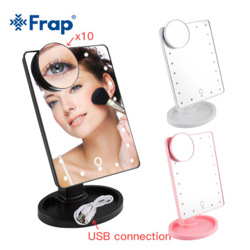 Frap 22 LED Light Touch Screen Makeup Mirror Adjustable USB Cable Use 180 Degree Adjustable Table Make Bath Mirrors Y61008