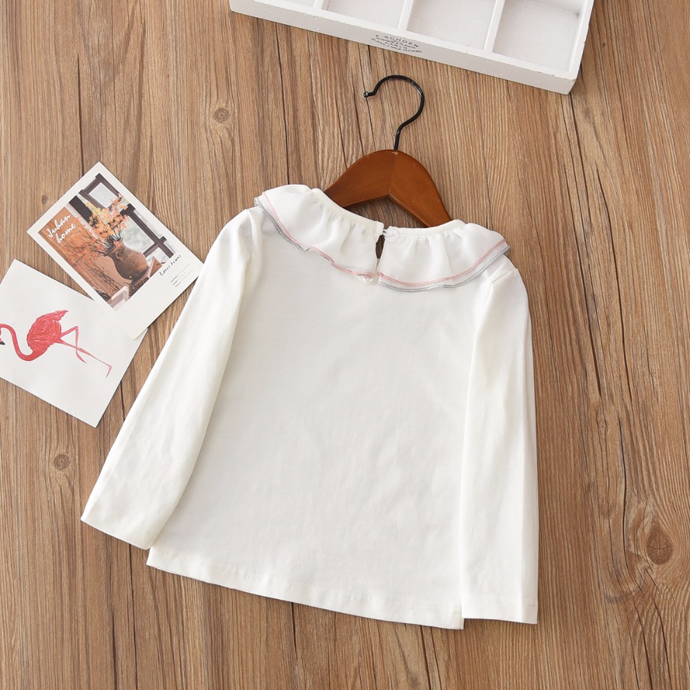 Autumn Sweet Baby Girls Lace Basic Shirt Fashion Girls Tops Cotton Blouse Long Sleeve Princess Girls Shirts 1-11Y RT121