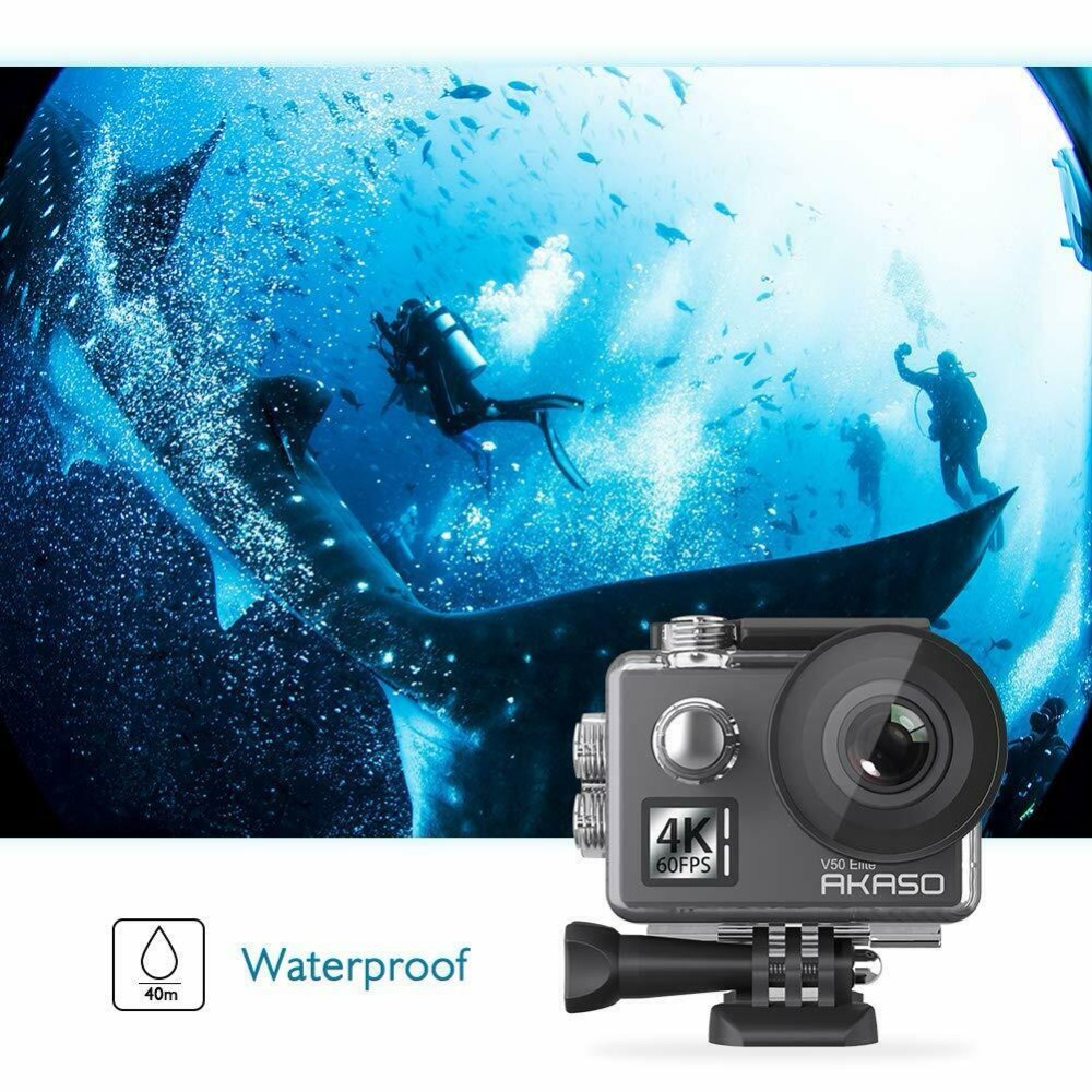 AKASO V50 Elite 4K/60fps Touch Screen WiFi Action Camera Voice Control EIS 40m Waterproof Camera Sport Camera with Helmet