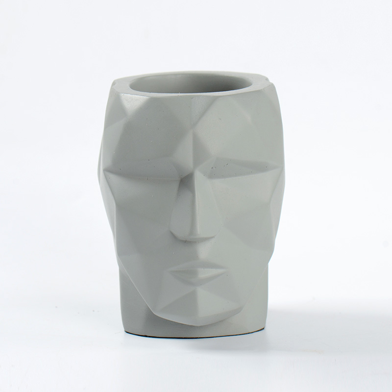 3D Concrete Pot Molds Geometric Human Face Sculpture Flower Pot Silicone Cement Molds Handmade Garden Decorative