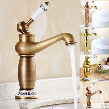 European Antique Faucets Brass Washbasin Faucets Hot and Cold Retro Black Bathroom Faucets for Bathroom Basin