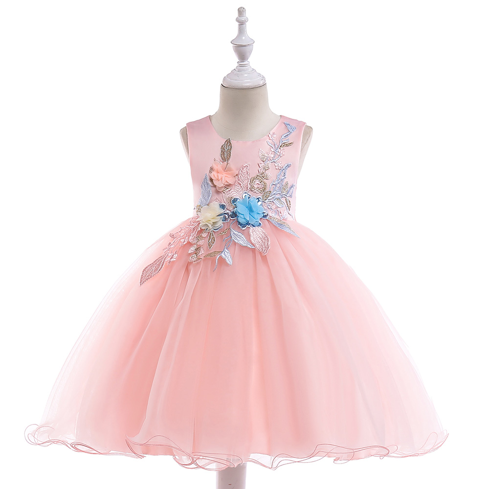 2021 Kids Girl Lace Birthday Party Dresses Elegant Appliques Flower Girl Princess Dress Summer Girl Dress 3 10 Years