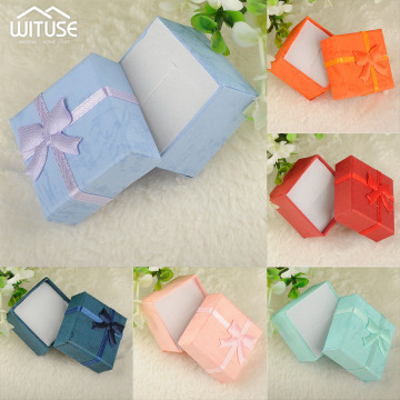 24 pieces Paper Ring Boxes With Bow Design For Earrings 1 dozen Jewelry Case for Valentine's Day Gift Wholesale Lots Bulk