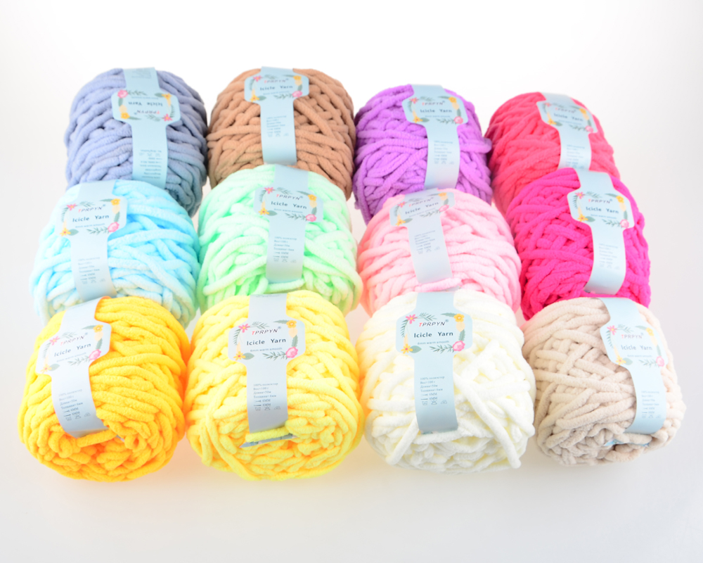 TPRPYN 4Pcs=400g Icicle Polyseter Yarn for Knitting Crochet yarn hand knitted yarn crocheted line threads to knit blanket