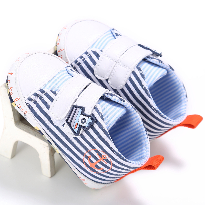 Baby Shoes Baby Boys Shoes First Walkers Cartoon Striped Toddler Infants Bebe Shoes 11cm 12cm 13cm 0-18 Months