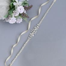 TRiXY S166 Stunning Wedding Belts Rhinestone Sash Silver Diamond Belt for Wedding Gown Dress Bridal Belt Jewelry Belt for Girls