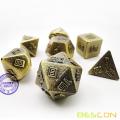 Bescon Brass-Ore Lode Solid Metal Dice Set, Raw Metal Polyhedral D&D RPG 7-Dice Set