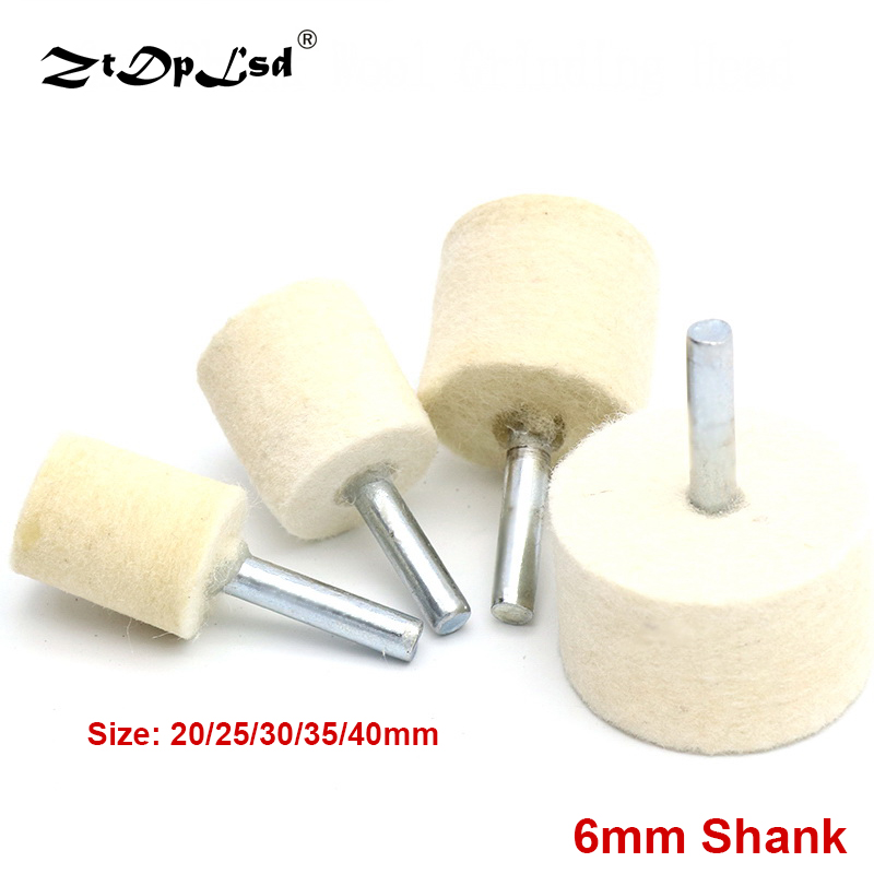 1X 6mm Shank 20-40mm Pad Wool Felt Polishing Buffing Wheel Grinding Head Metals Rotary Tools Wheels Tool Drill Electric Grinder
