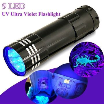 9LED Ultraviolet Lamp LED UV Flashlight Ultraviolet Flashlight Torch Light Ultra Violet Flash Light Blacklight