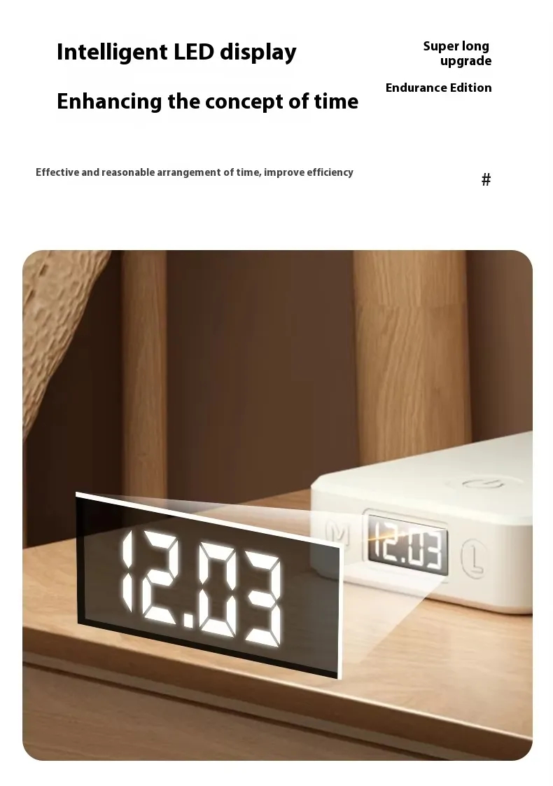 Rechargeable Folding Desk Lamp, Clock Reading Desk Lamp