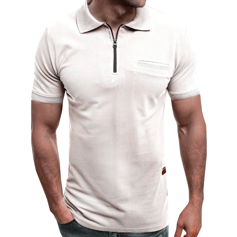 Men's Polo Shirts Summer Top Solid Zipper Casual Shirts for Men Clothing Short Sleeve Top Polo Shirt Men Polos Para Hombre