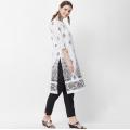 Woman Fashion Ethnic India Styles Printing Sets Cotton New India Kurtas Three Quarter Sleeves Long Thin Top