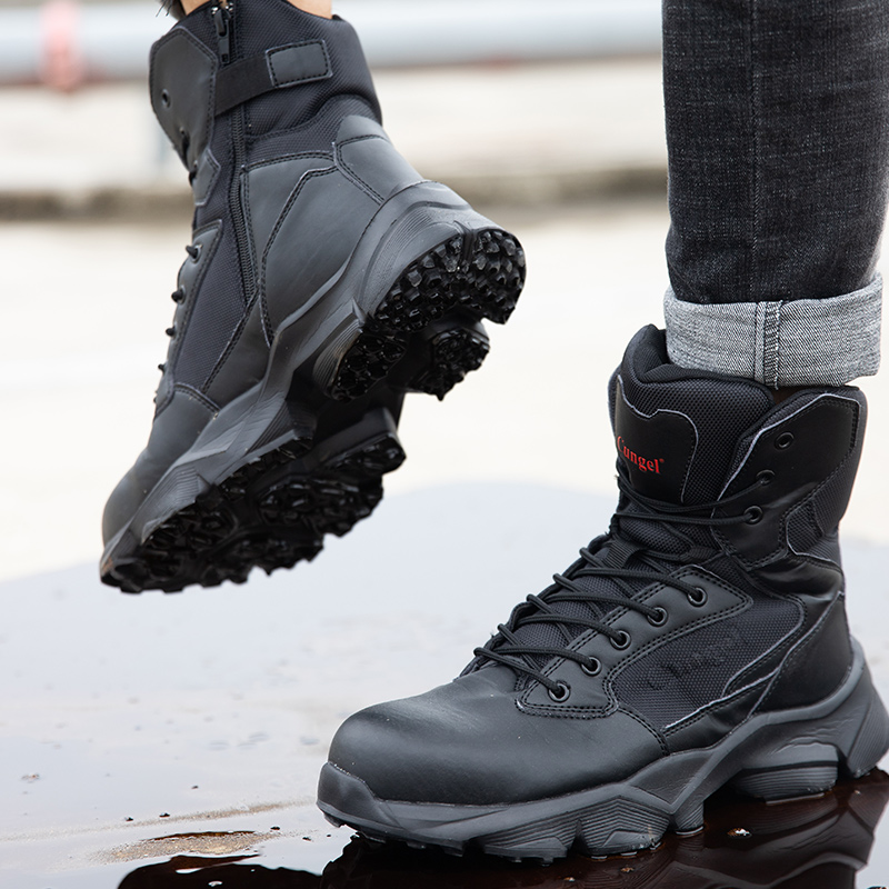 Men Fashion Short Boots Comfortable Work Boots Light Breathable Construction boots Men Mid-Calf Boots steel toe cap safety Shoes