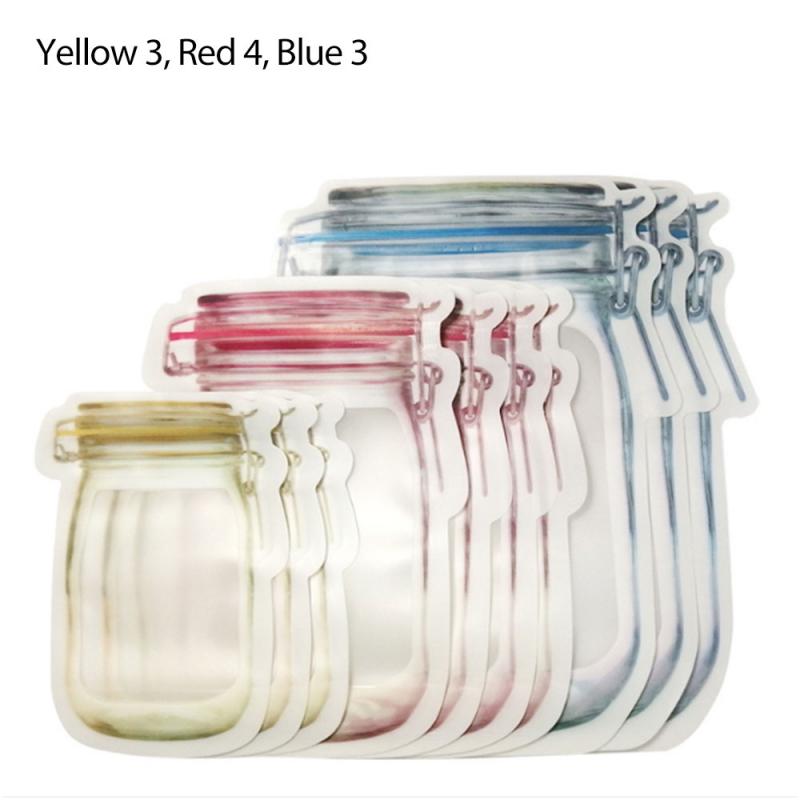 Mason Bottle Pack Jar Bag Colorful 10/12pcs Reusable Snack Mobile Hermetic Freezer Ziplock Household Kitchen Travel Seal Pouch