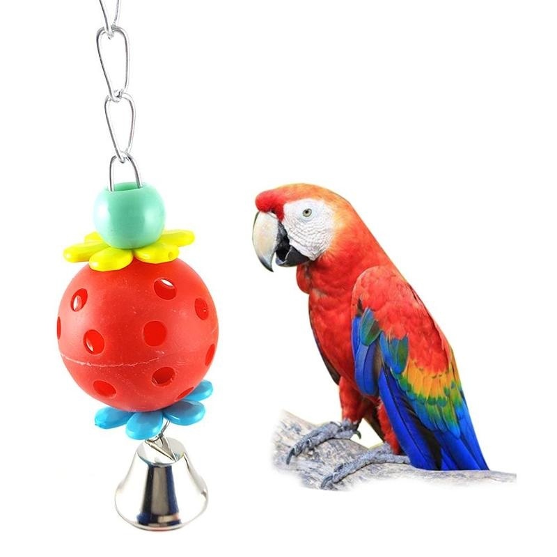 Pet Parrot Bird Bites Climb Chew Toys Swing Bell Cage Hanging Cockatiel Parakeet