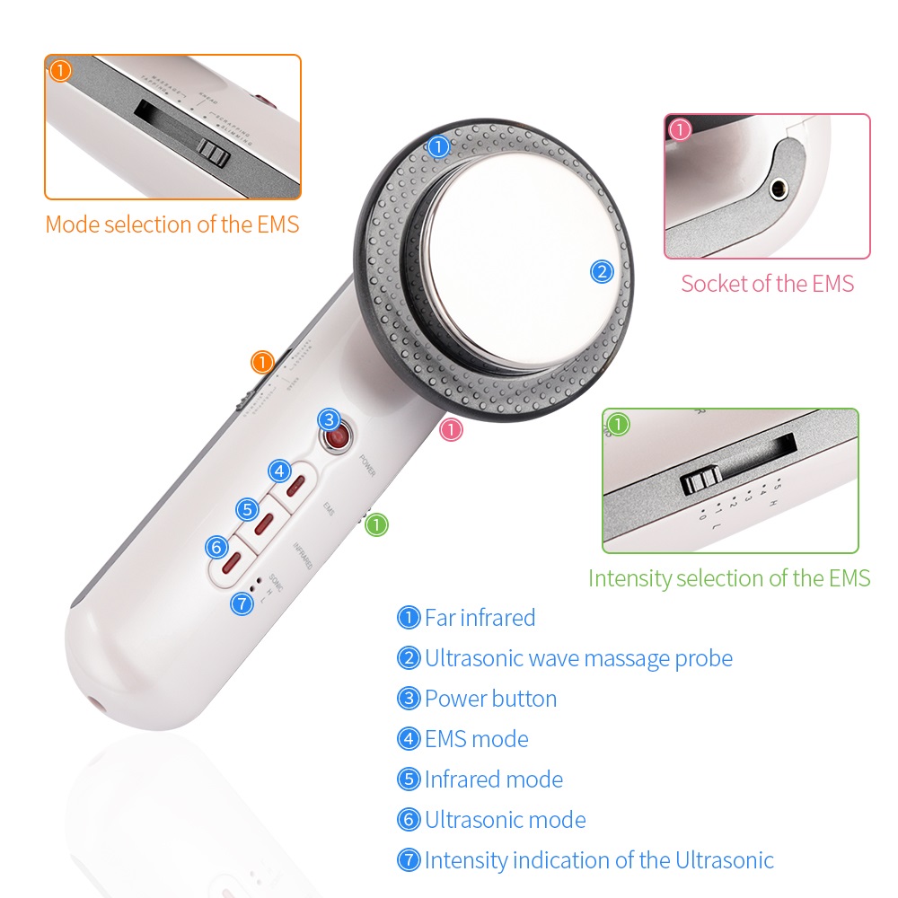 Ultrasonic 3 In 1 Slimming Massage Galvanic EMS Photon SPA Body Leg Anti Cellulite Infrared Fat Removal Therapy Fat Burner