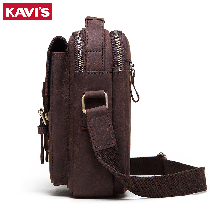 KAVIS Genuine Cow Leather Men Shoulder Bags Messenger Bag Male Handbag Business Crossbody bolsos Casual Tote Famous Brand