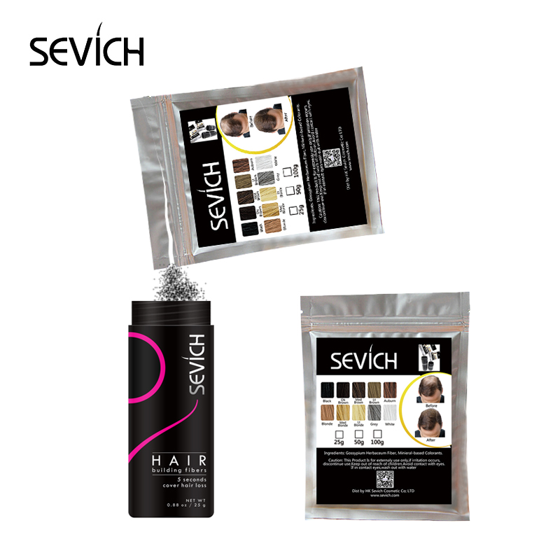 Sevich 10 Colors Keratin Hair Fiber Powder 50g/100g Refill Bag Hair Building Fiber Powder Hair Loss Products