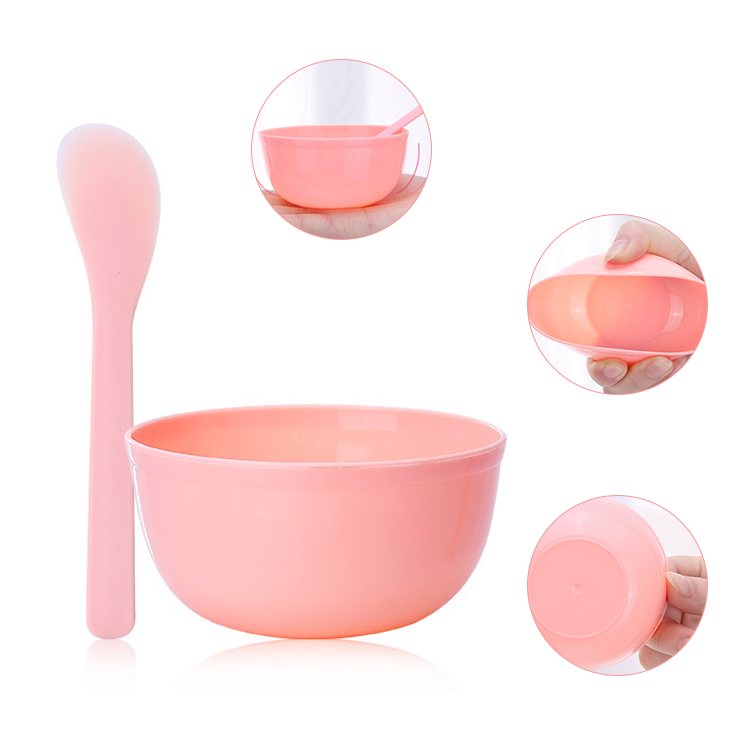 1 Set DIY Facial Mask Mixing Bowl Brush Spoon Stick Tool High Quality Soft Plastic Beauty Facial Makeup Tool Kit Random Color