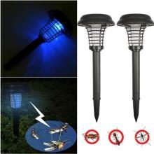 2PCS Solar Powered LED Outdoor Yard Garden Lawn Light Waterproof Anti Mosquito Insect Pest Bug Zapper Killer Trapping Lamp @Q