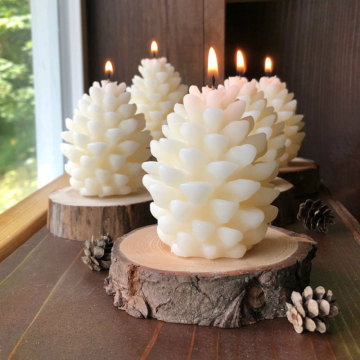 VOGVIGO 2020 3D Christmas Pine Cone Silicone Candle Mold DIY Handmade Aromatherapy Candles Beeswax Pinecone Candle Making Mould