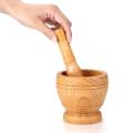 New Manual Wooden Mortar Pestle Grinding Bowl Set Garlic Press Ginger Crush Pot Spice Grinder Mortar Pestle Set Kitchen Tool