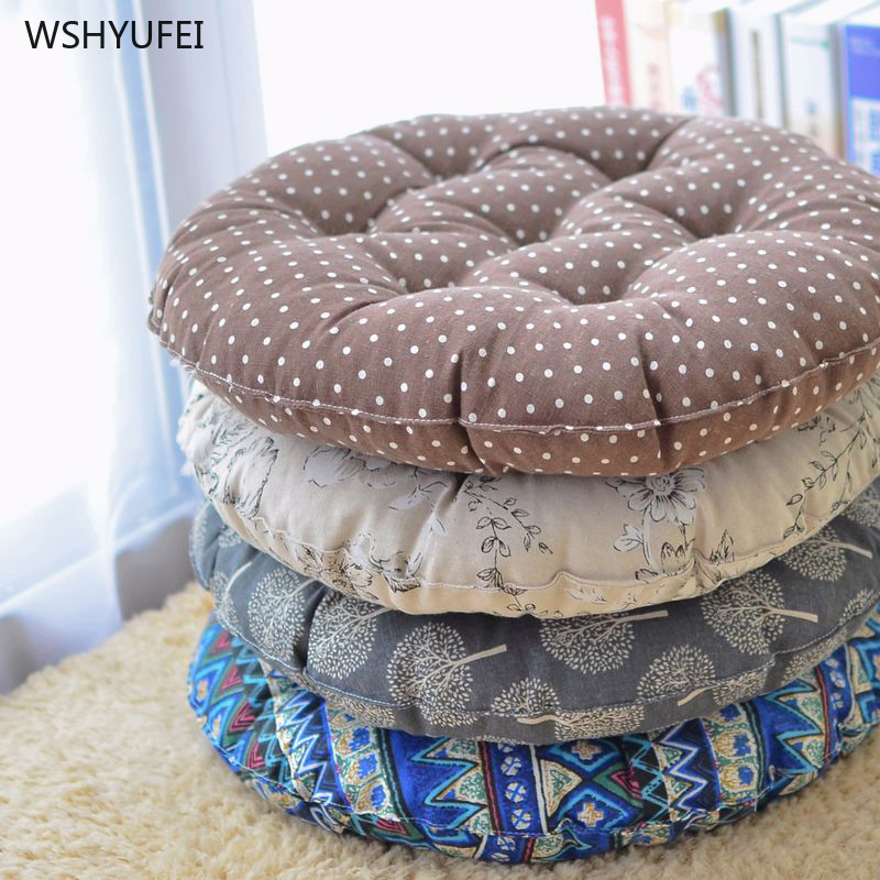 Cotton and linen futon mat tatami round cushion office square cushion padded fabric sofa student bench wicker chair cushion