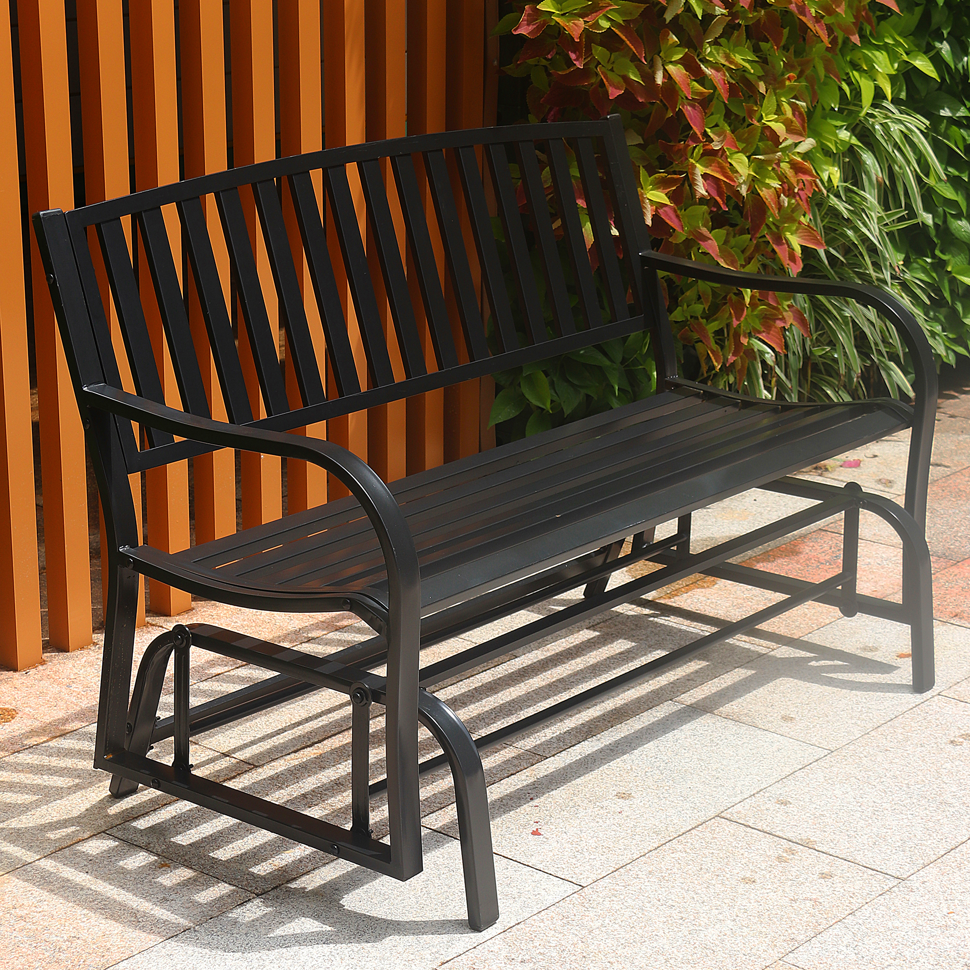 ABBLE GARDEN DOUBLE SEAT STEEL GLIDER BENCH