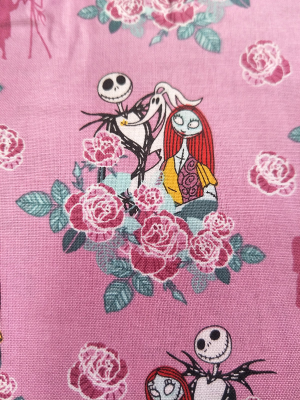 Nightmare Before Christmas Couple Jack Skull Flowers Purple Cotton Fabric for Girl Clothes Cushion Cover DIY 105cm Width-BK929