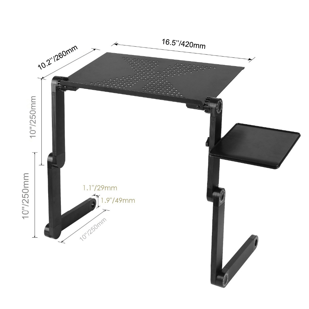 Portable Aluminum Laptop Desk Ergonomic Computer Desk Adjustable TV Bed Lapdesk Tray PC Table Stand Notebook Table Desk Stand