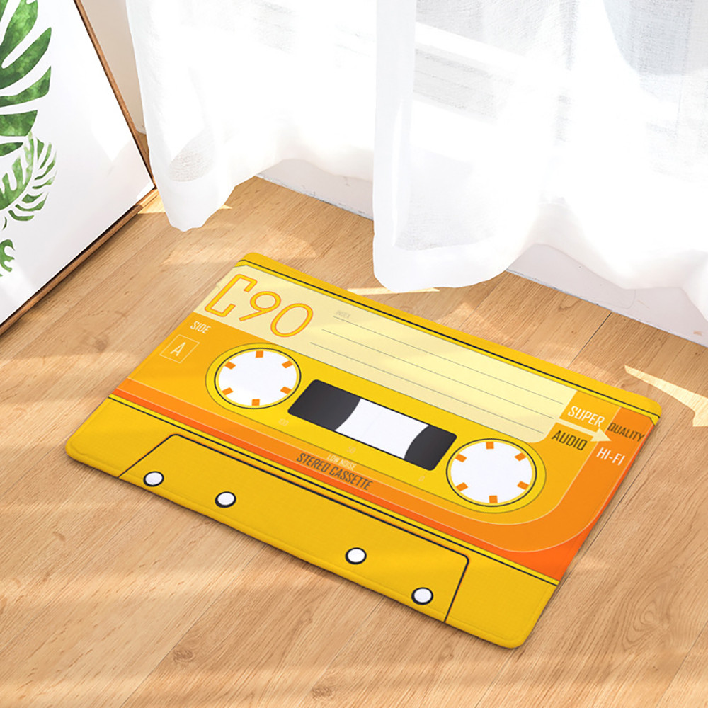 40 x 60 cm Door mat Flannel Plush Vintage Entrance Cassette Tape Anti-Slip Doormat Non Slip Door Floor Mats Carpet Rugs Decor