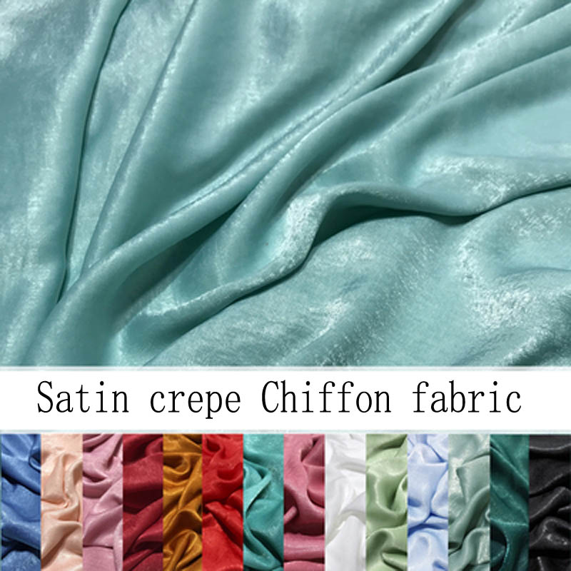 Glossy Crepe Chiffon Peach-Skin Fabric Fluorescent Silk Satin Glazed Dress Material