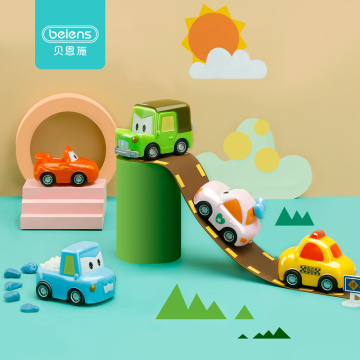 Beiens Baby Toy Car 5 in 1 Set Pull Back Car Toys for Children Racing Car Taxi Truck Toy Cartoon Model Mini Car Kids Toys Gifts