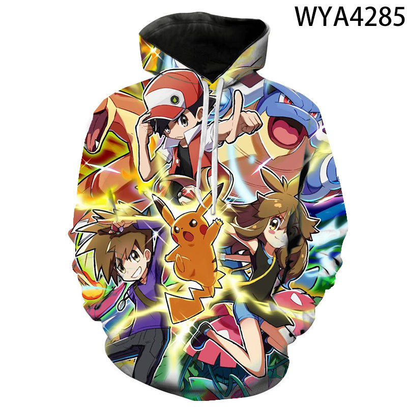 2020 new animated 3D printed hoodies men women children fashion hoodies pokemon boys girls kids sweatshirts street clothing