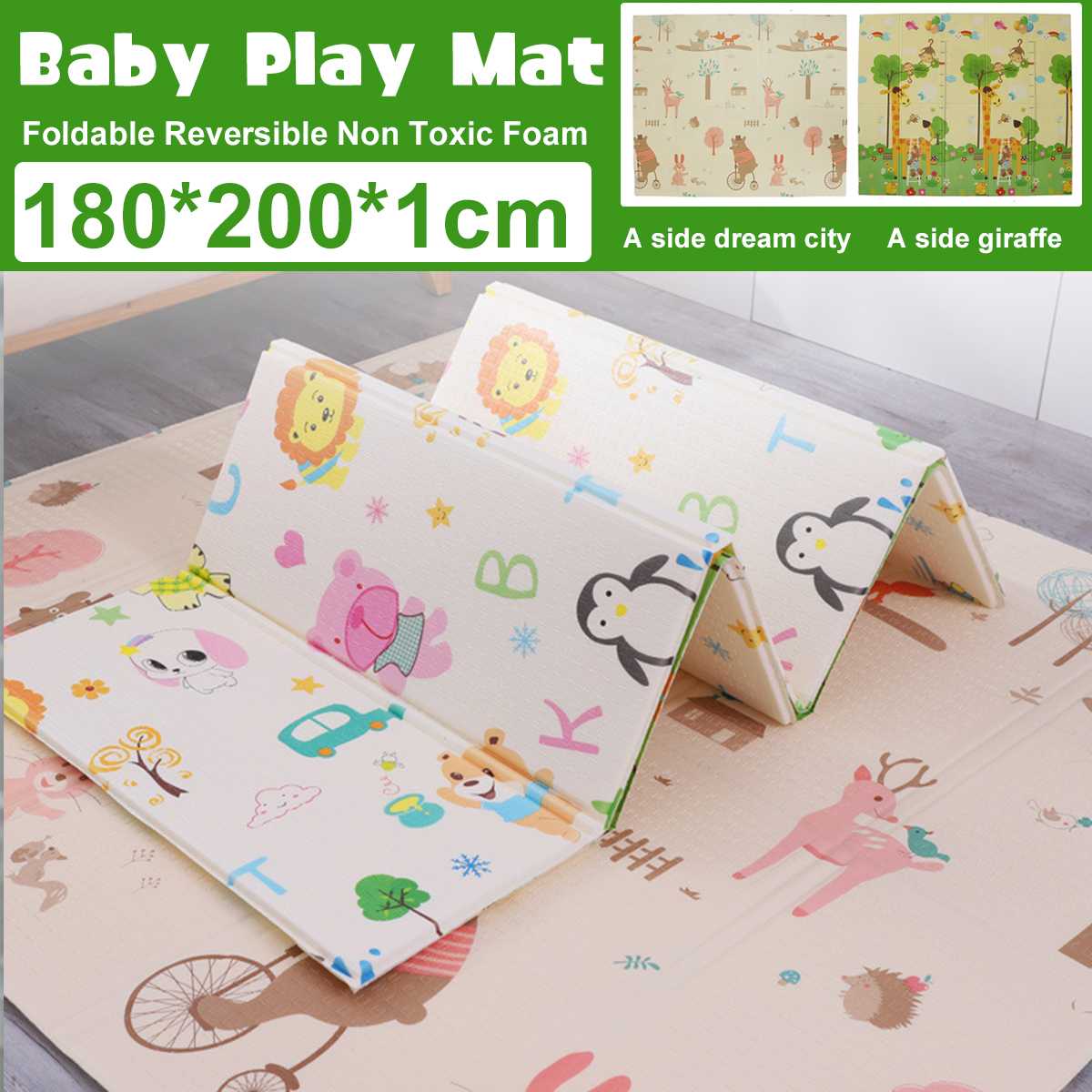 Double-sided Cartoon Baby Play Mat Foldable Puzzle Pad Toys for Children's Mat Baby Climbing Kids Rug Gym Eduactional Games Mats