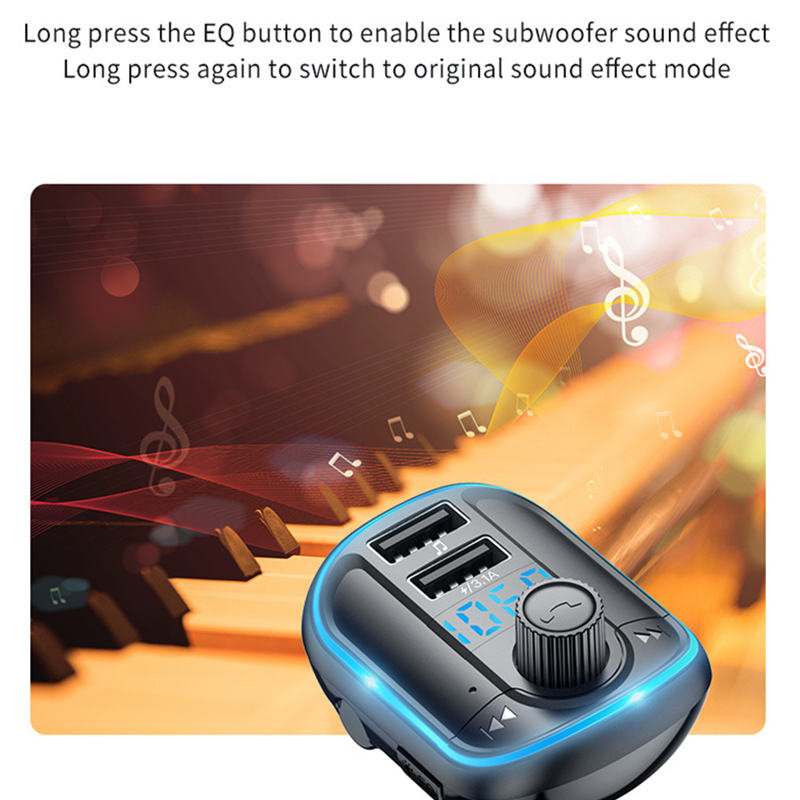 Car MP3 With Aperture Breathing Light Blue Light MP3 Player Bluetooth Quick Charge Bluetooth Handsfree Car Kit Accessory For Car