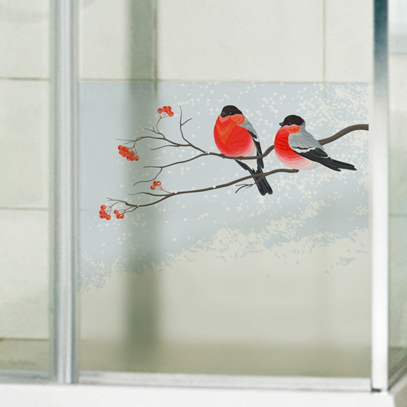 PVC light translucent glass stickers balcony window glass door decorative film bird frosted adhesive bathroom wall stickers