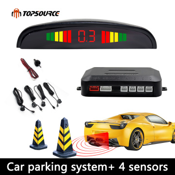 Car Parking Sensor Parktronic Display 4 Sensors Reverse Backup Assistance Radar Detector Auto Led Light Heart Monitor System