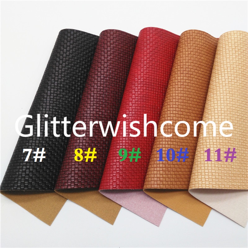 Glitterwishcome 21X29CM A4 Size Vinyl For Bows Weaving Embossed Synthetic Leather Faux Leather Sheets for Bows, GM787A