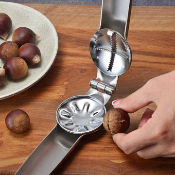 New Stainless Steel Walnut Opener 2 in 1 Quick Chestnut Clip Plier Sheller Chestnut Nut Cracker Multifunctional Kitchen Tools