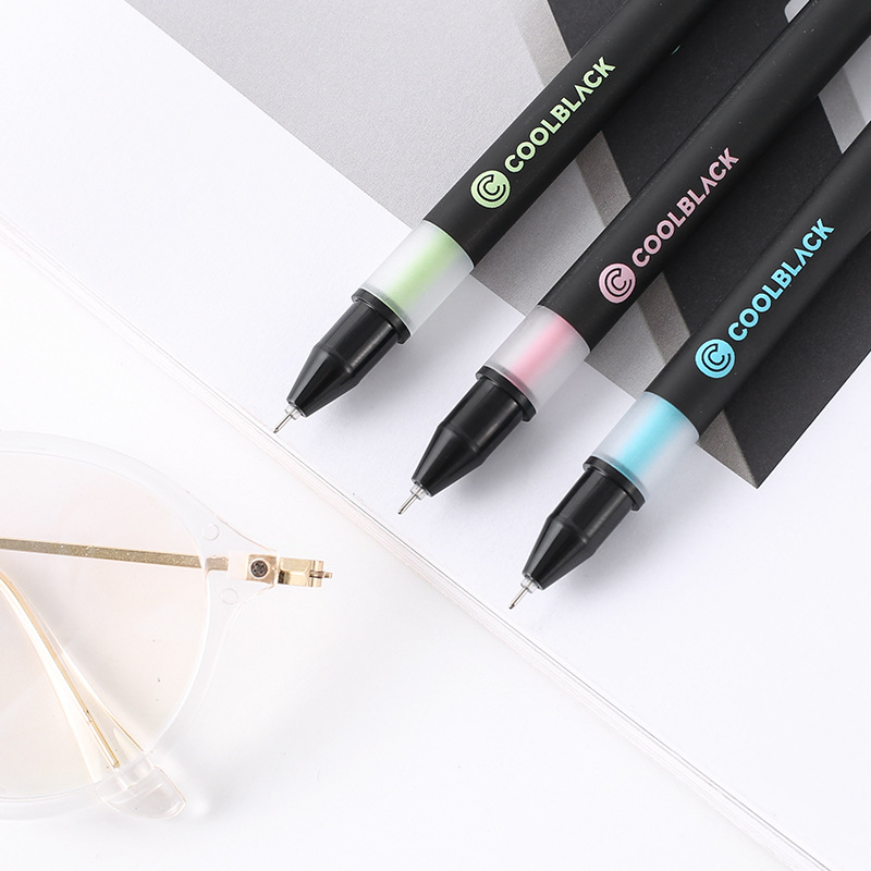 3pcs Cool Black Color Gel Pens for Writing Signature 0.5mm Roller Ball Pen Stationery Office Accessories School Supplies A6819
