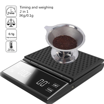 OT Electronic Display Coffee Scale 3Kg/0.1G Drip Coffee with Timer High Precision Food Kitchen Scales Precision LCD Weight Scale